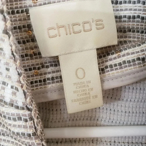 Chico's Tweed Look Neutral Color Jacket w/Sequin - Picture 4 of 7
